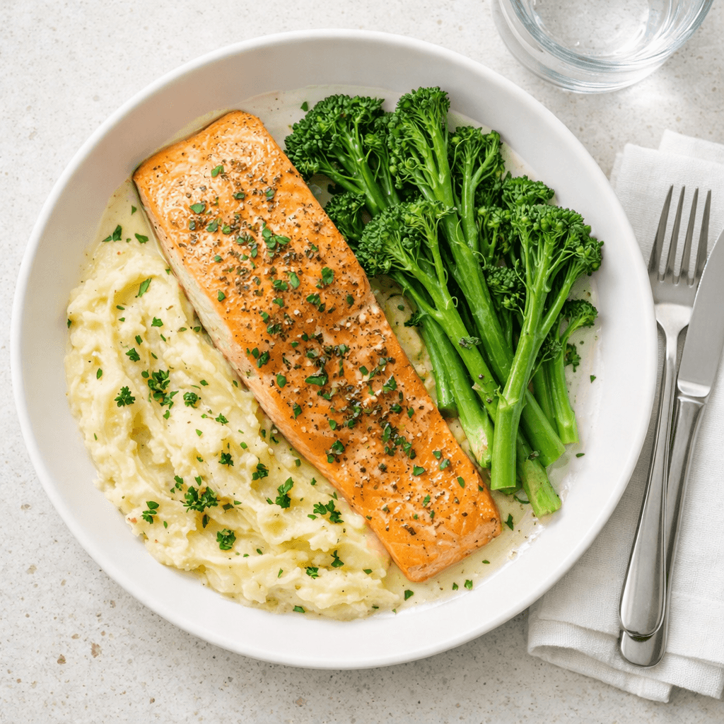 Ovnsbakt laks med potetmos