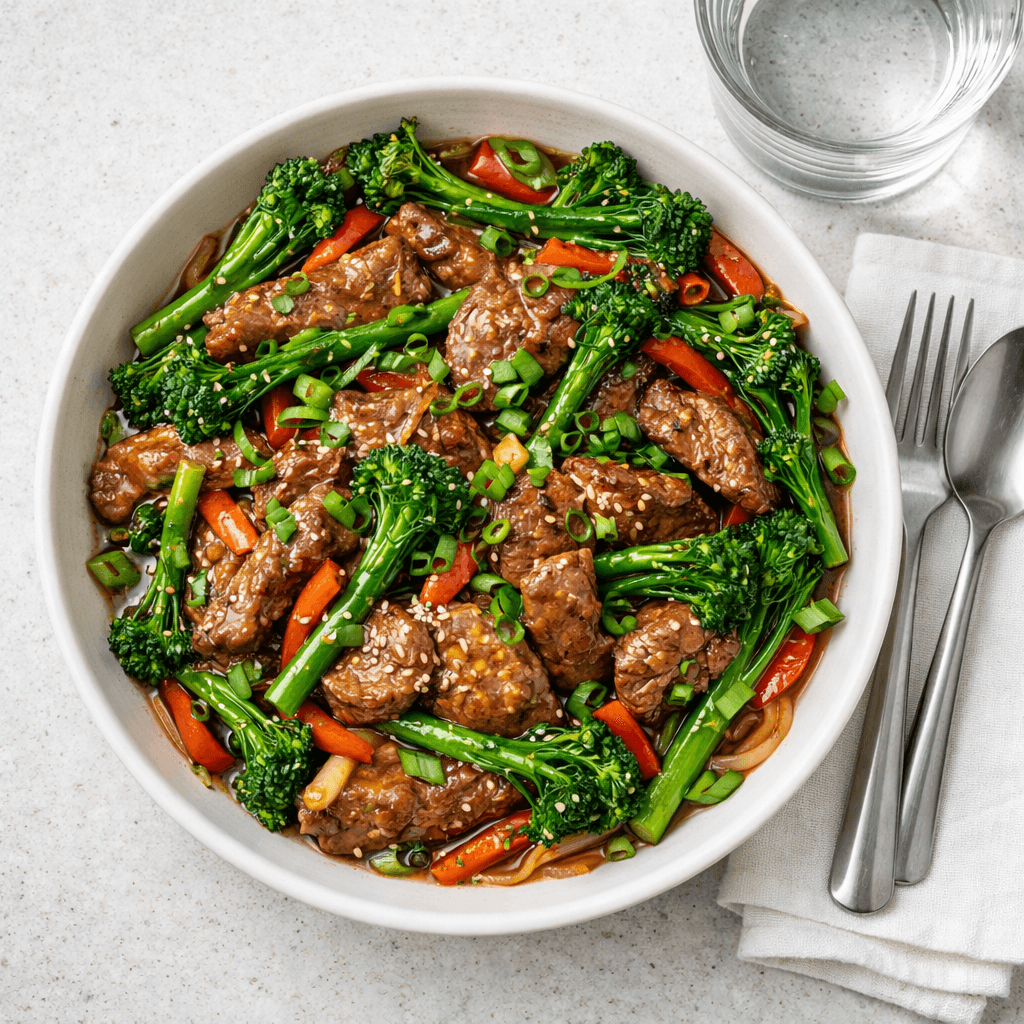 Asiatisk wok med ytrefilet og brokkolini