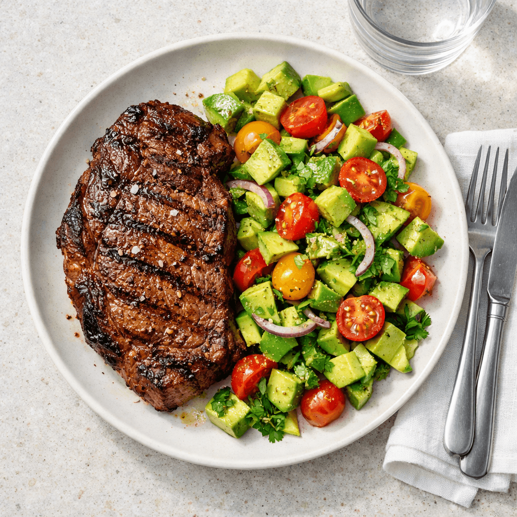 Entrecote med avokadosalat