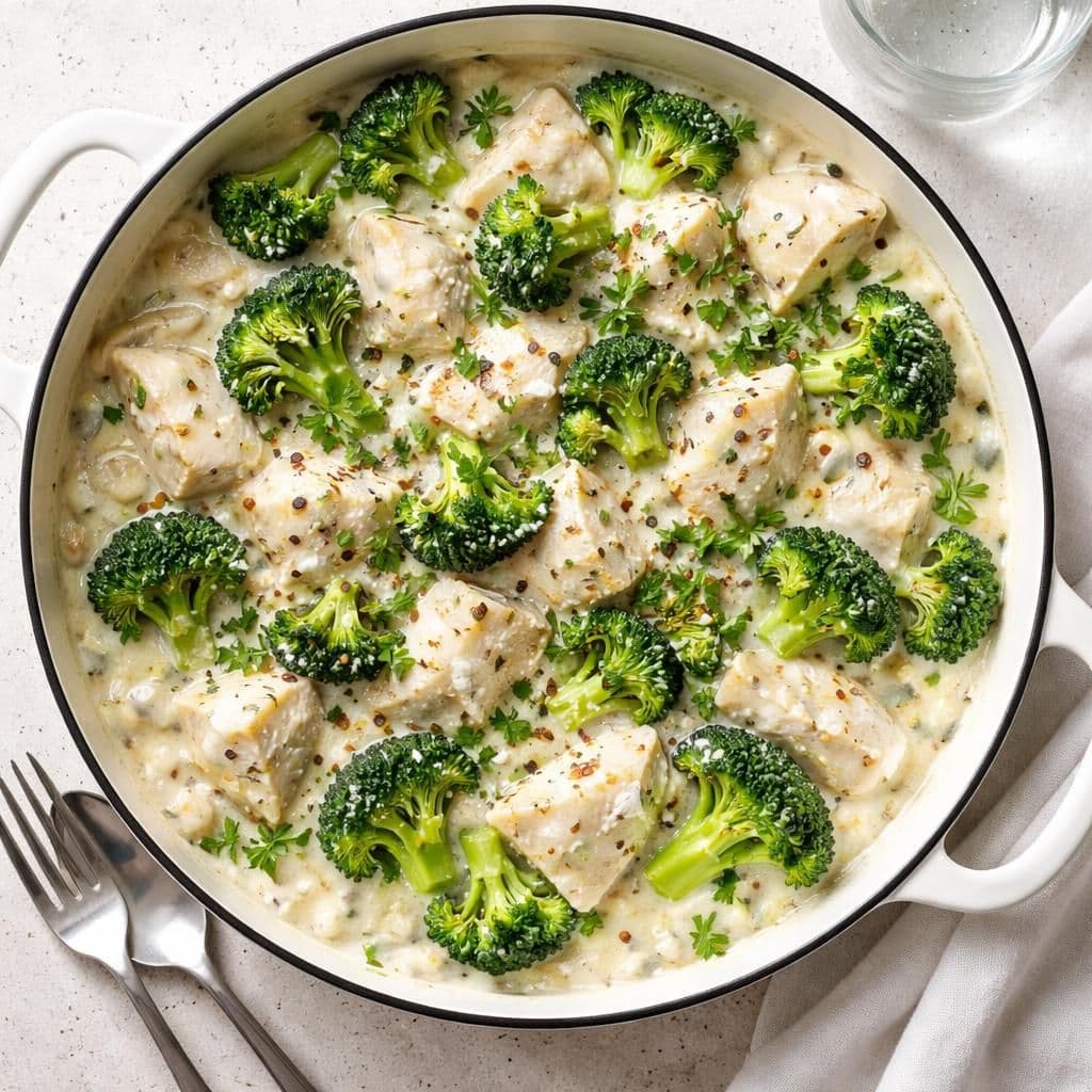 Torsk i gryte med cottage cheese og brokkoli