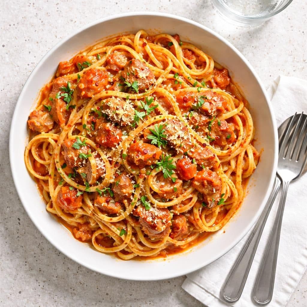 Linguine med tunfisk og tomat