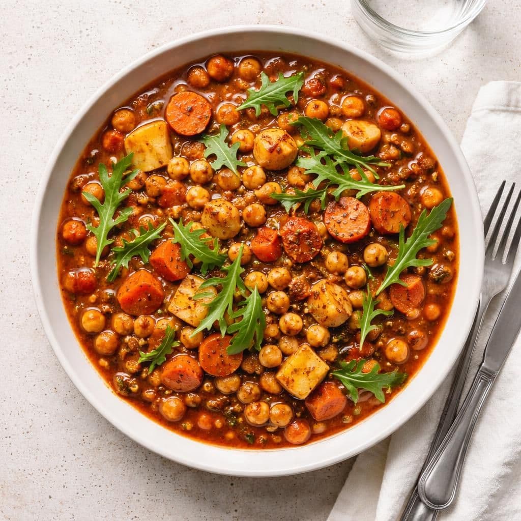 Krydret kikertstuing med rotgrønnsaker