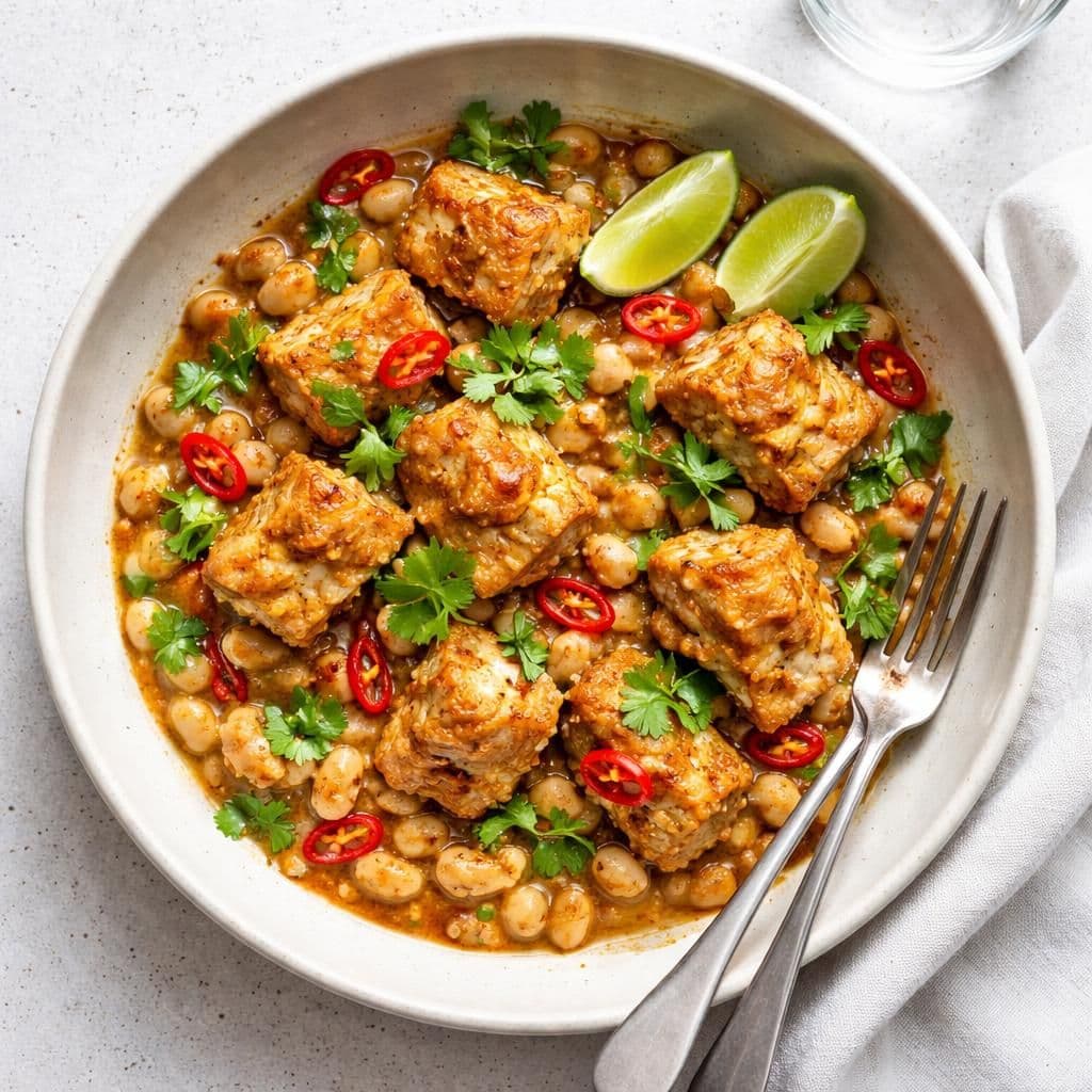 Wokstekt sei med hvite bønner og chili