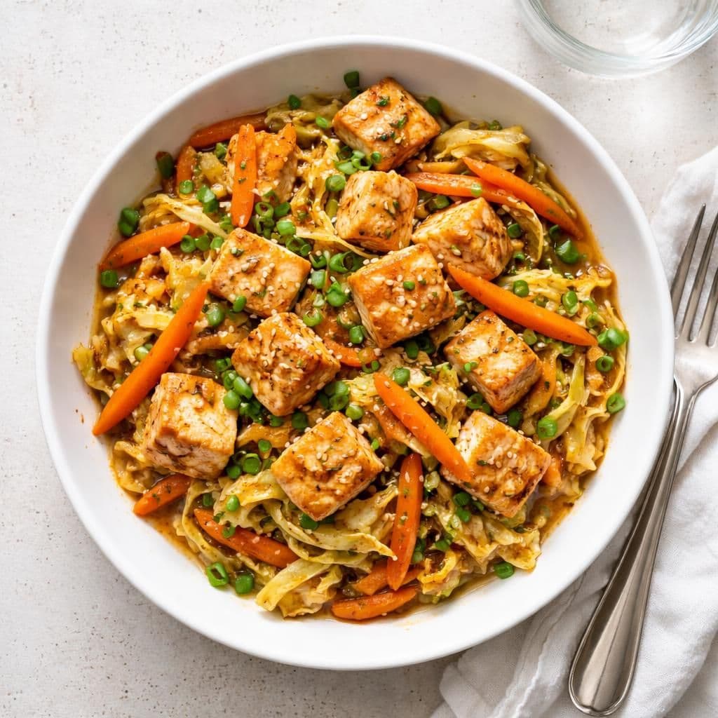 Wok med laks, gulrøtter og sommerkål