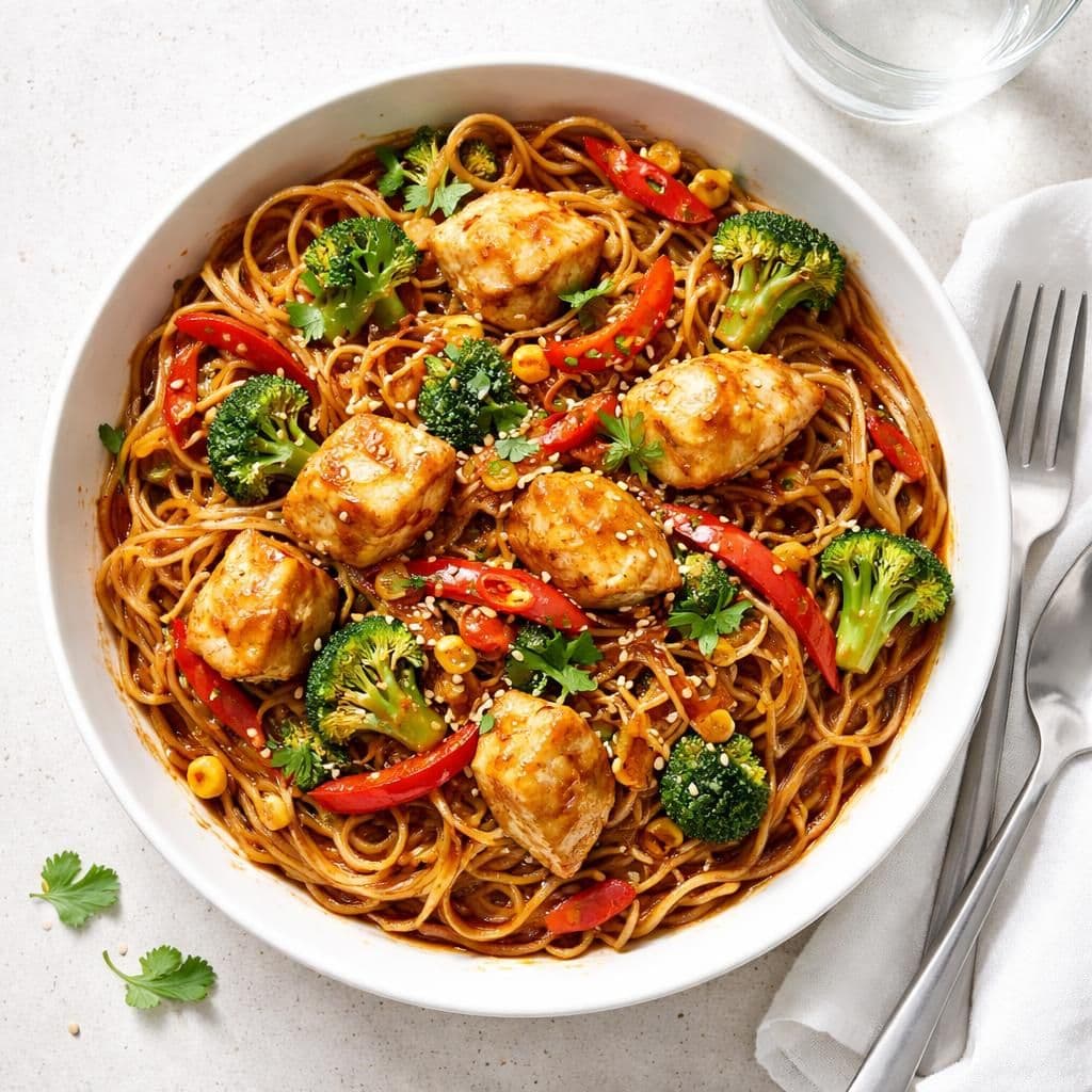 Sei i wok med texmex-krydder og fullkornsnudler