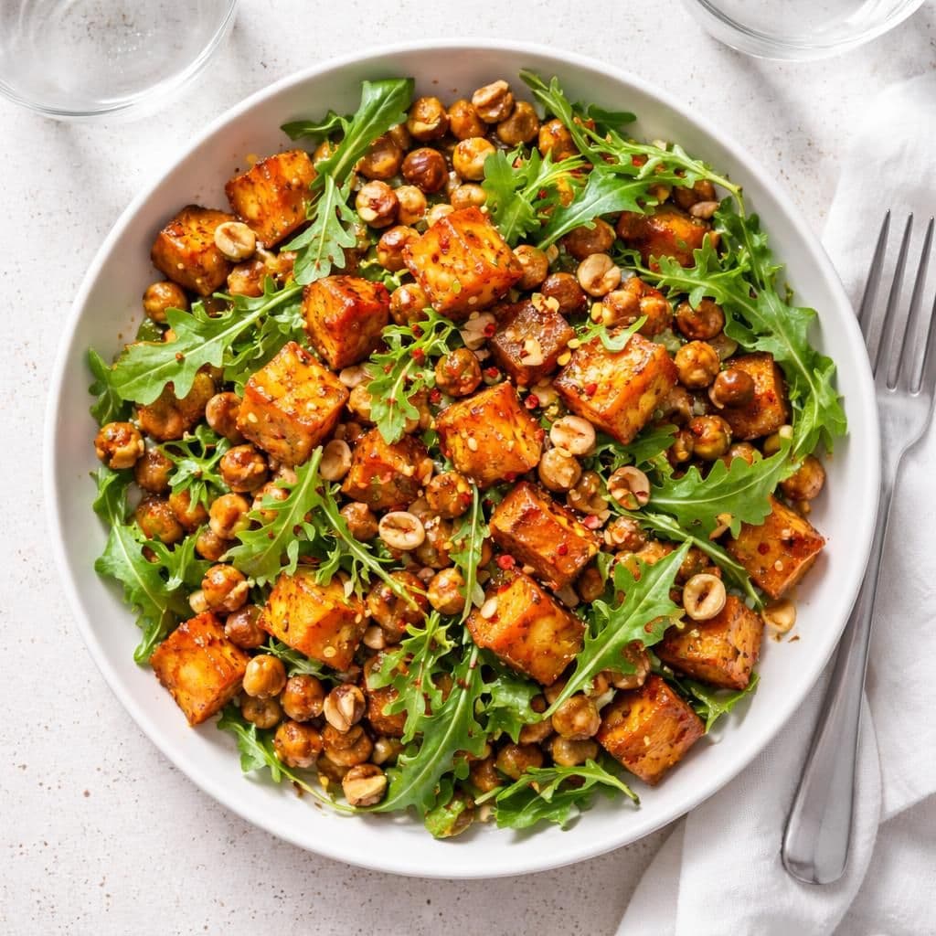 Stekte søtpoteter med kikerter og hasselnøtter