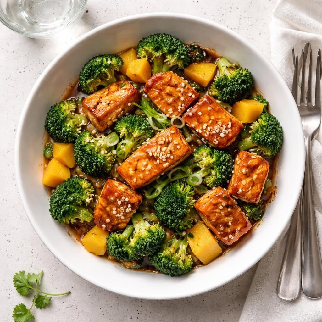 Wok-stekt laks med mango og brokkoli