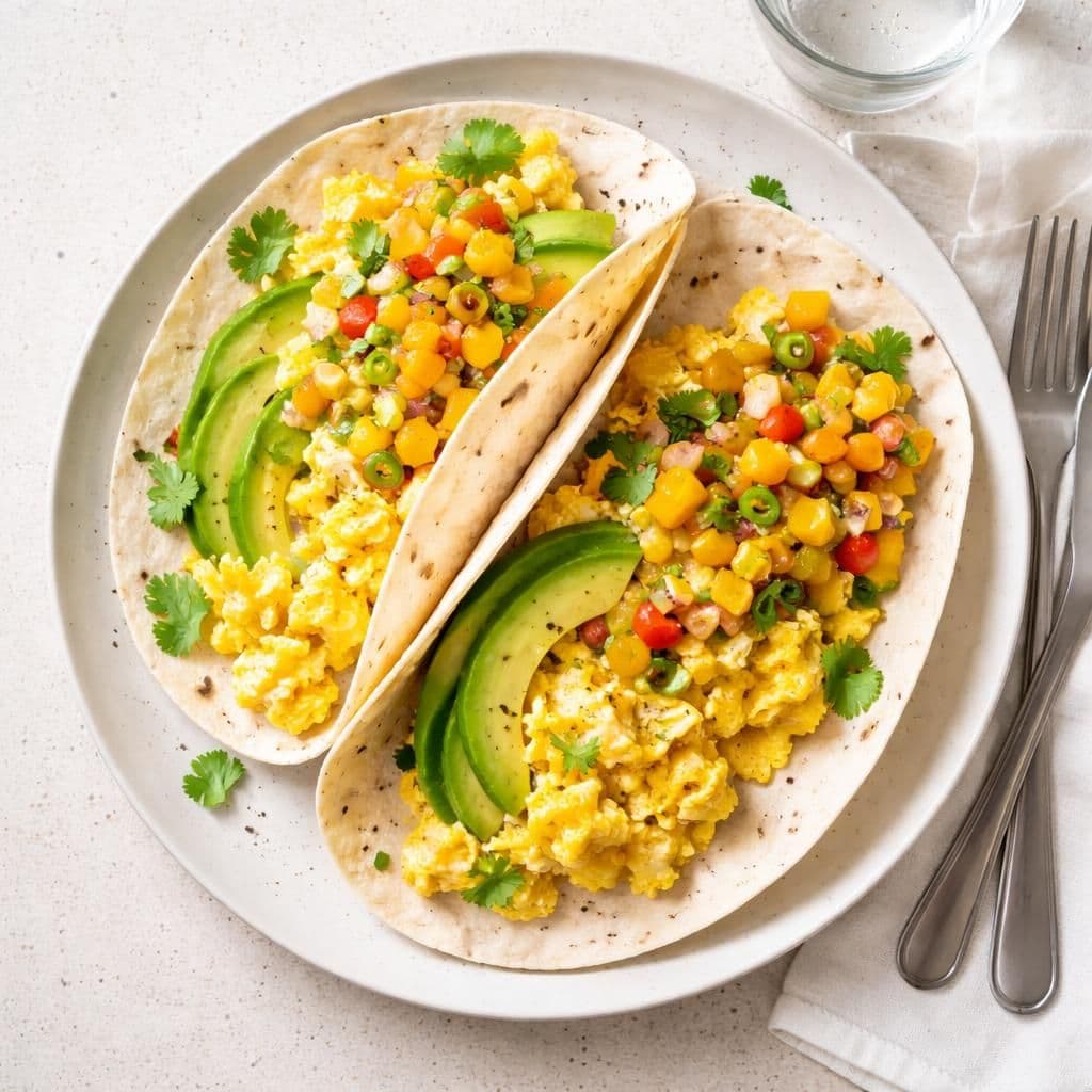 Egg-wraps med avokado og mangosalsa