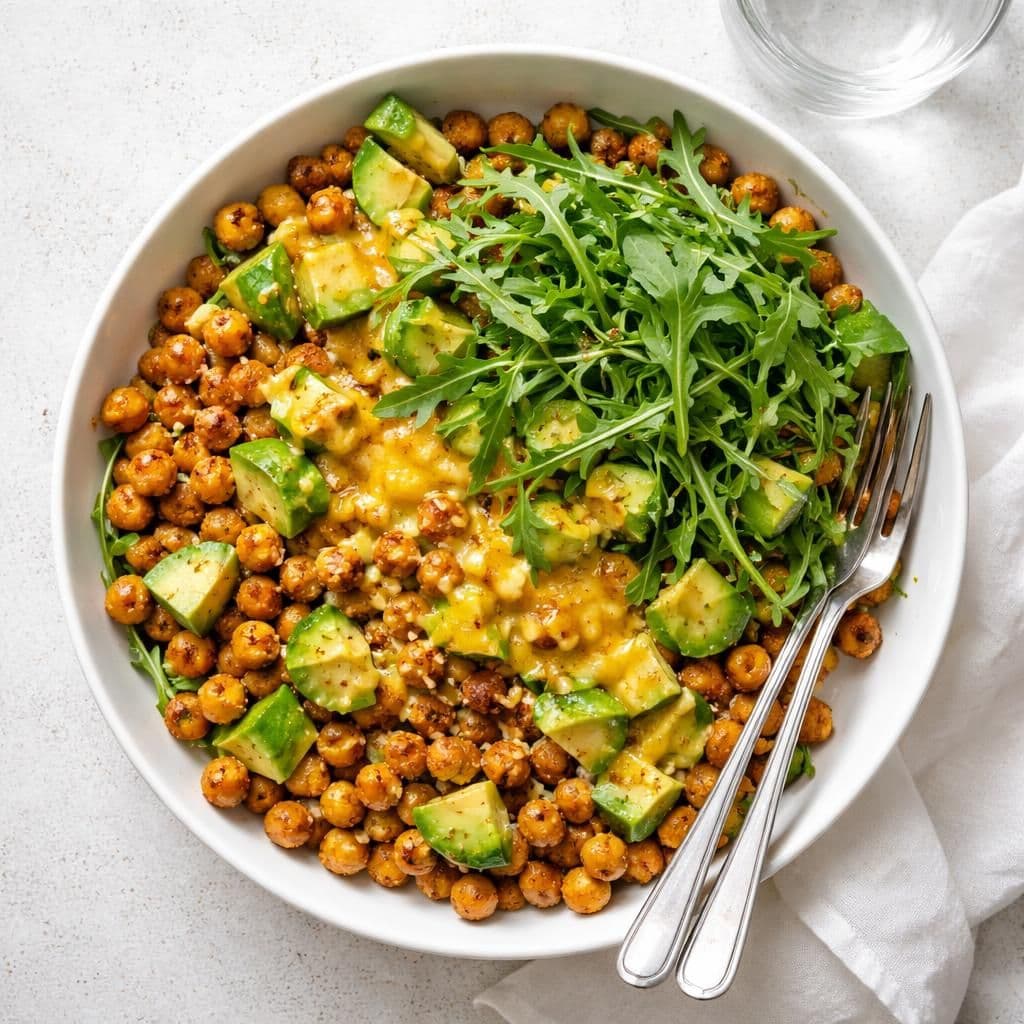 Stekte kikerter med avokado og revet cheddar