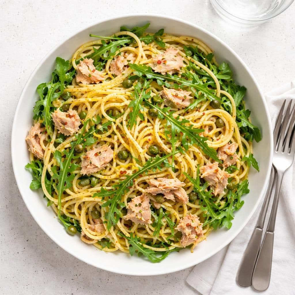 Tunfisk-pasta med ruccula og sitron