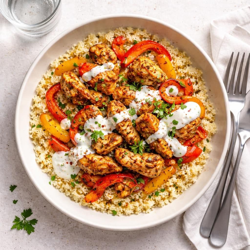 Kyllingfilet gyros med couscous og paprika