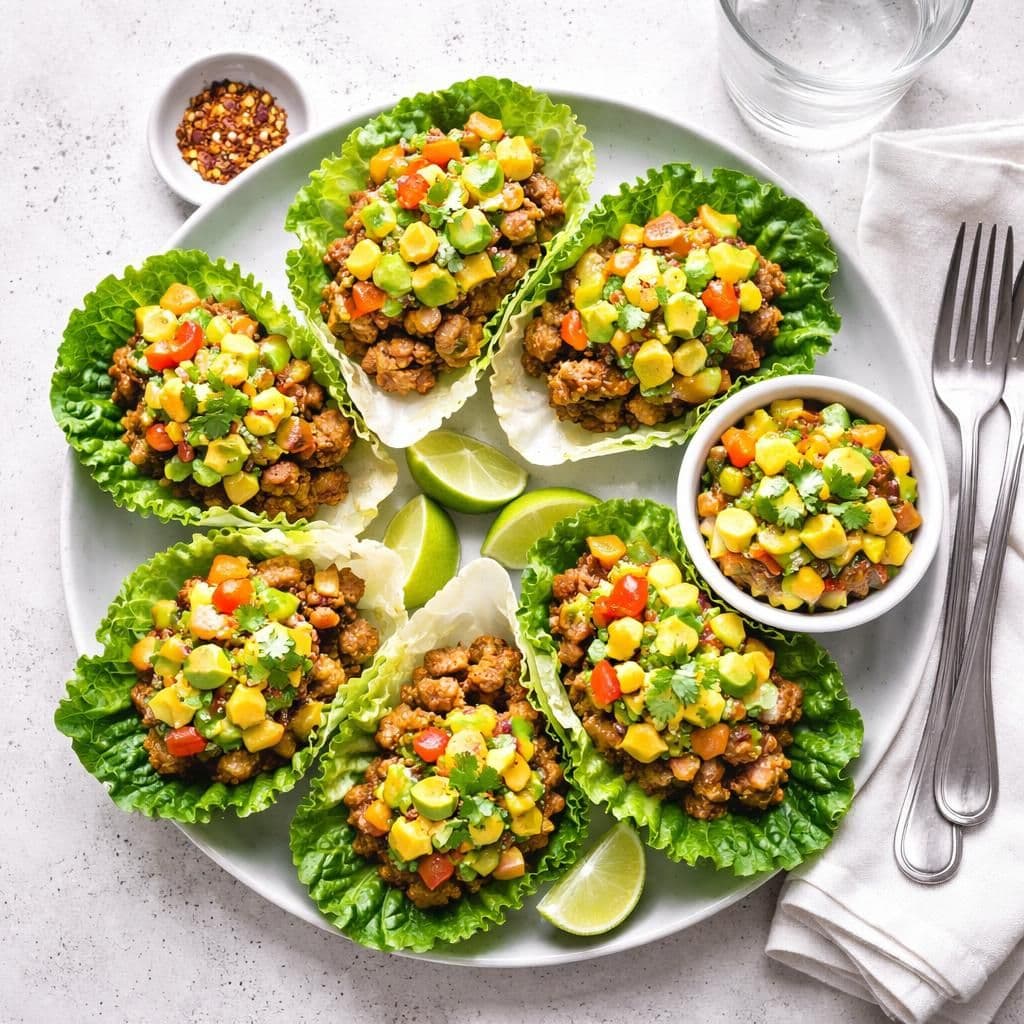 Oksekjøttdeig-tacoskåler med mango og avokado