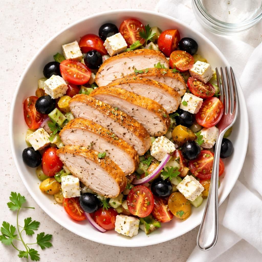 Kalkunskiver med gresk salatost og oliven