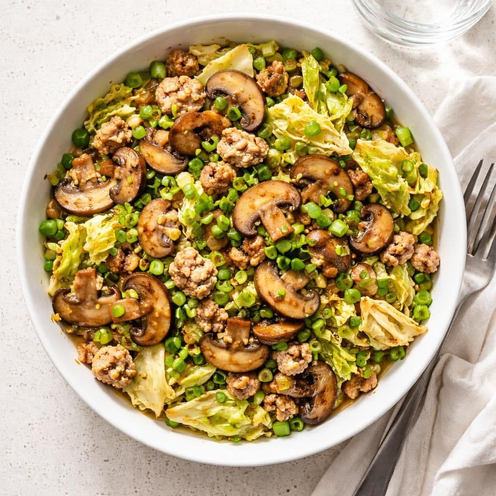 Kyllingkjøttdeig og sjampinjong wok med nykål