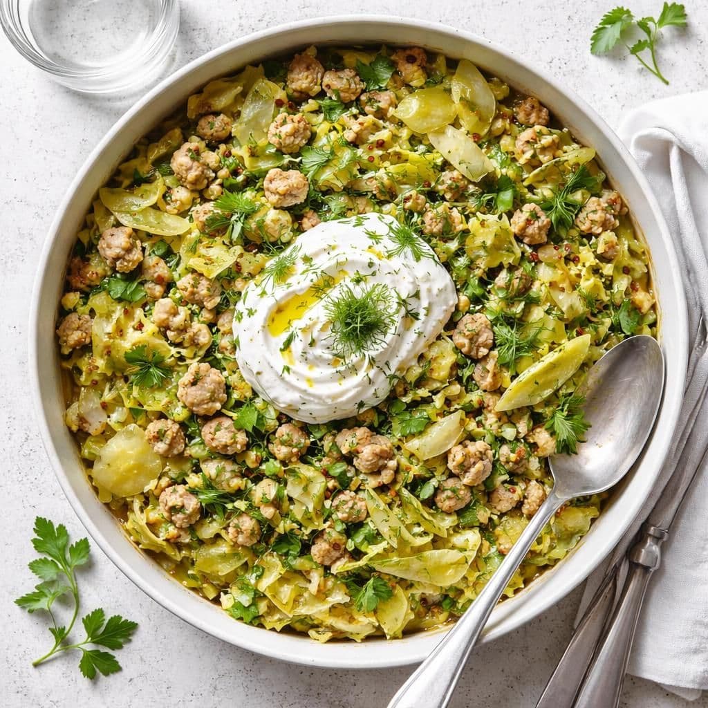 Kyllingkjøttdeig-gryte med nykål og gresk yoghurt