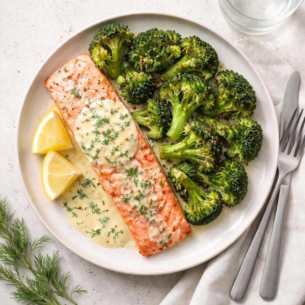 Ørretfilet i ovn med brokkoli og sitrondressing