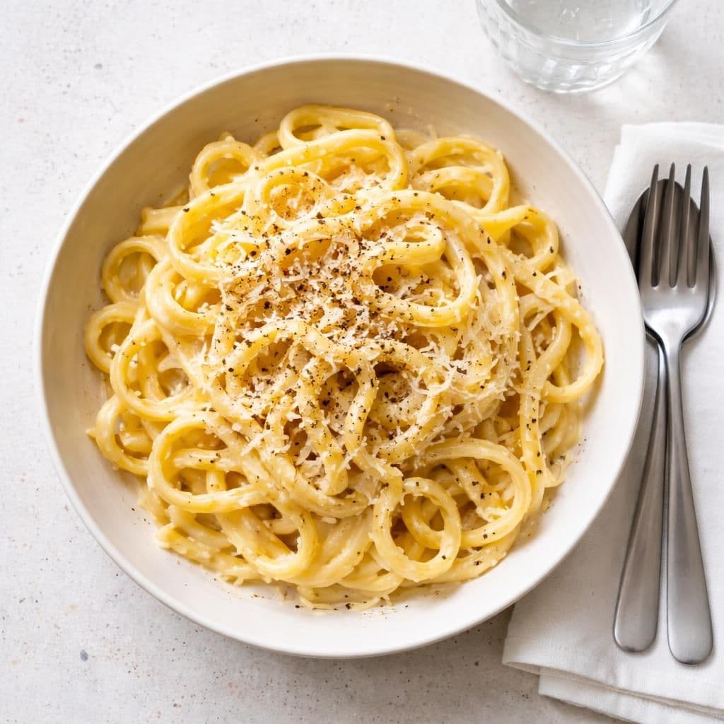 Tagliatelle med egg, parmesan og sort pepper