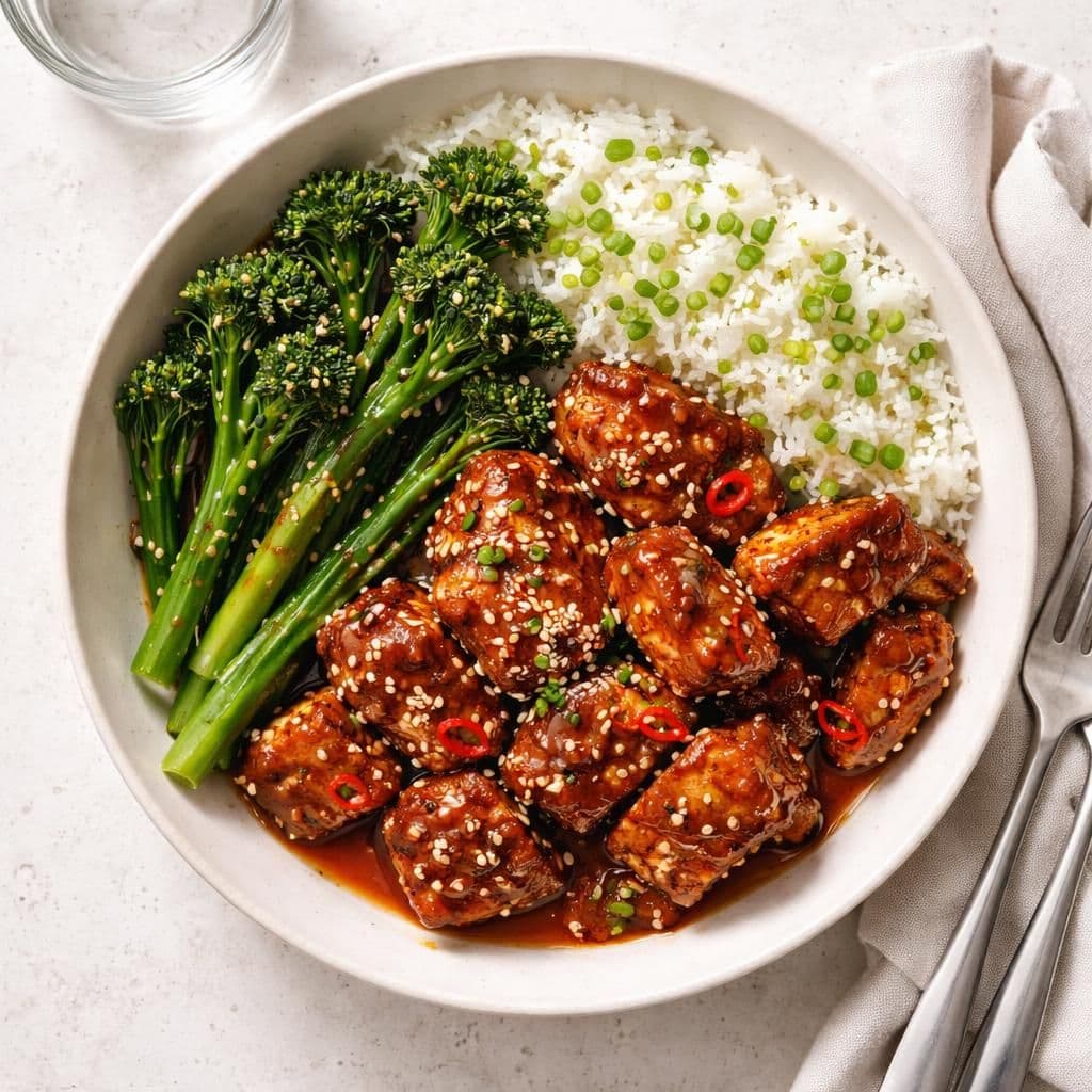 Kylling korean style med brokkolini og ris