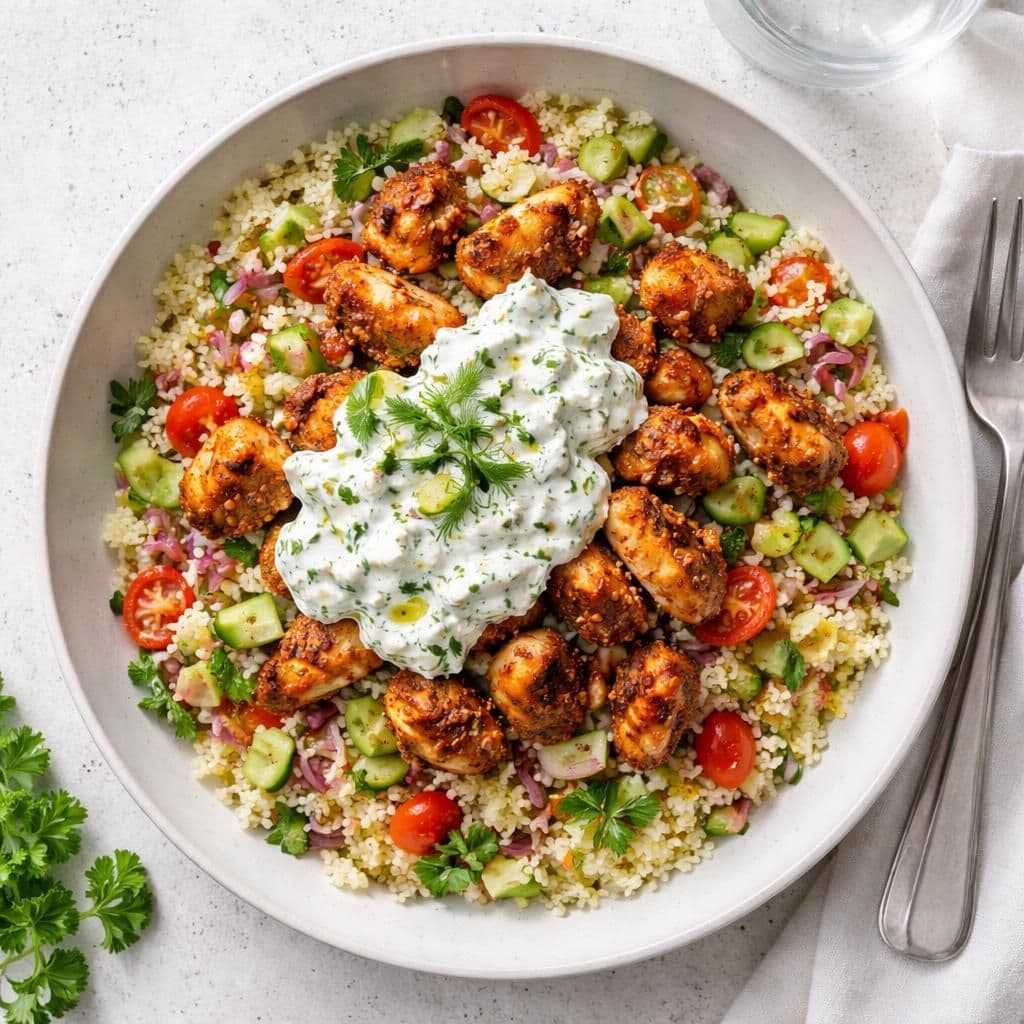 Gyros-kylling med couscous og tzatziki