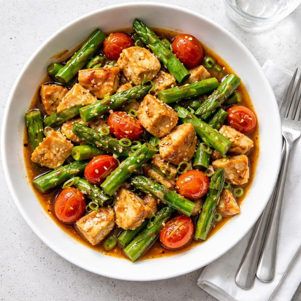 Kyllingfilet wok med asparges og piccolo