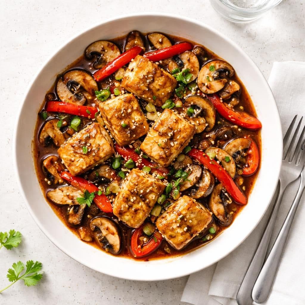 Sei-wok med aromasopp og spisspaprika i soyasaus