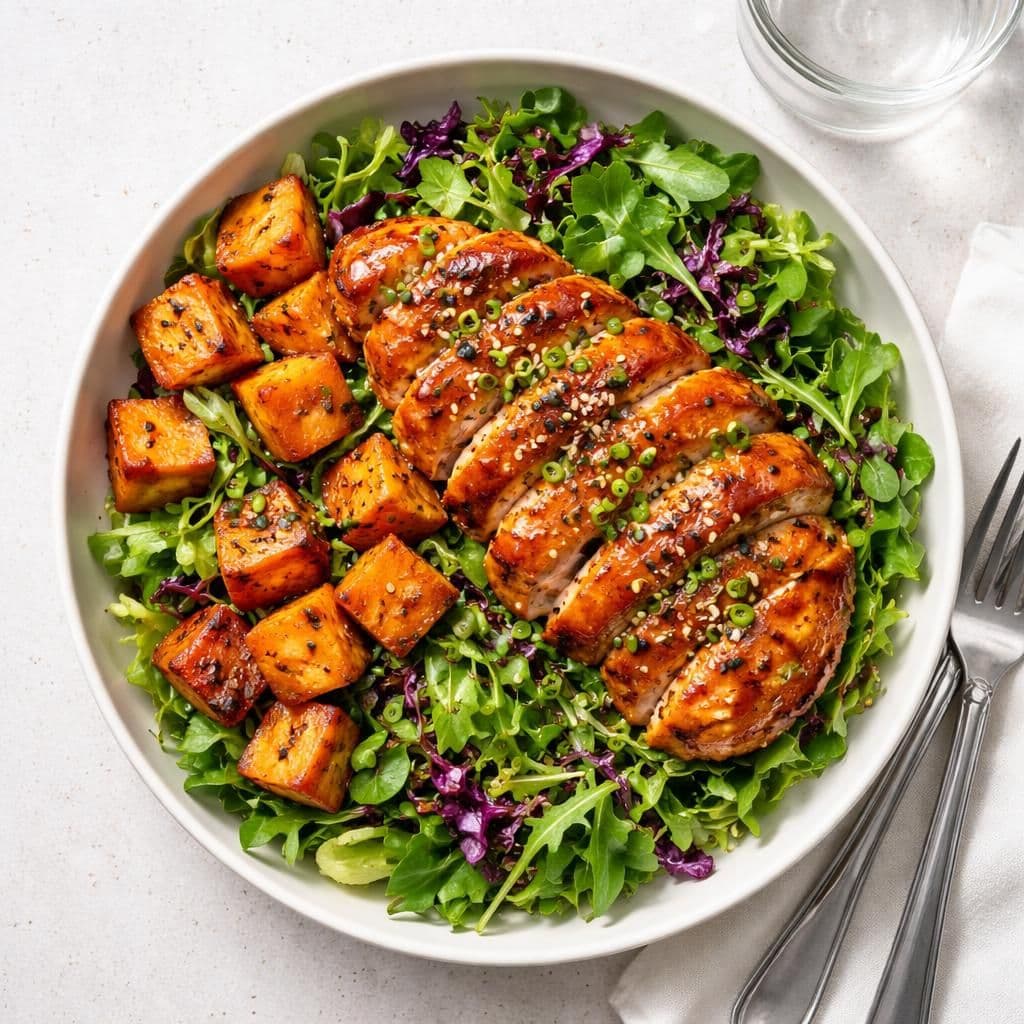 Koreansk grillet kyllingfilet med søtpotet og salatmix – middag fra Kiwi uke 21