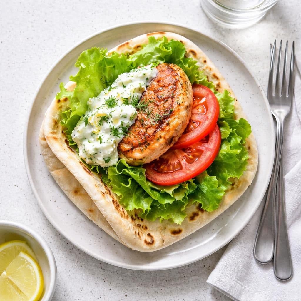 Fiskeburger med lakseburger og tzatziki – middag fra Kiwi uke 21