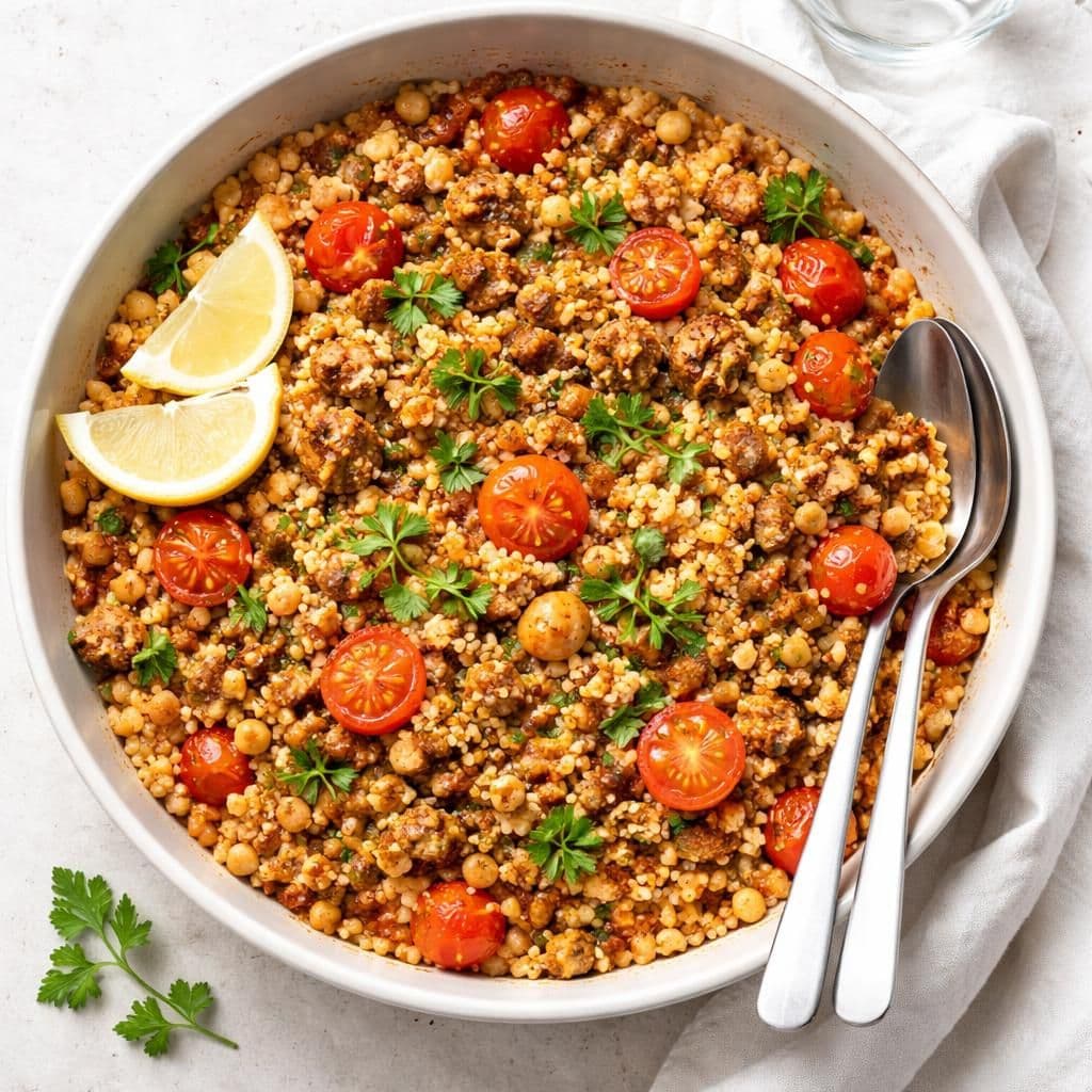 Svinekjøttdeig og couscous-gryte med tomater og krydder – middag fra Rema 1000 uke 21