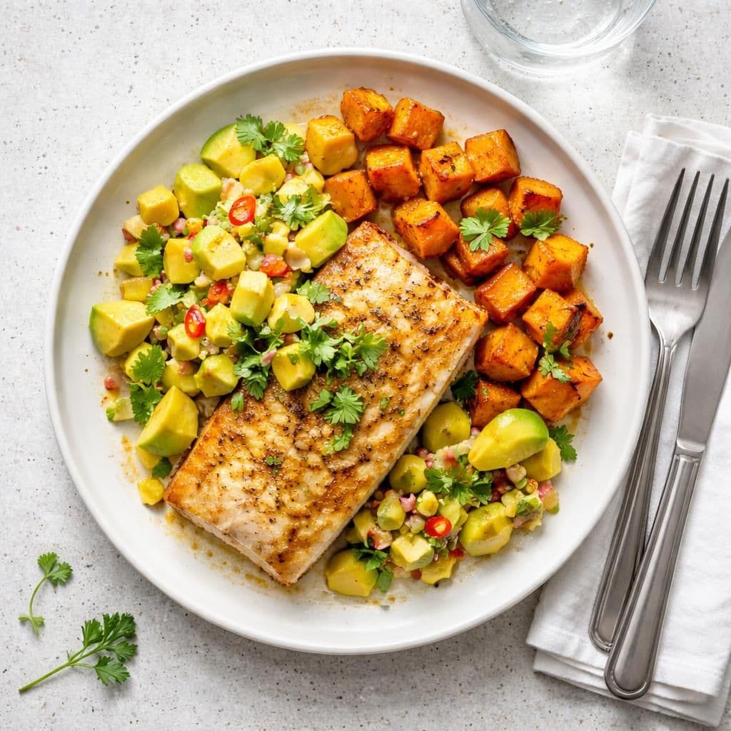 Stekt sei med avokado-mango-salsa og søtpotet – middag fra Spar
uke 21