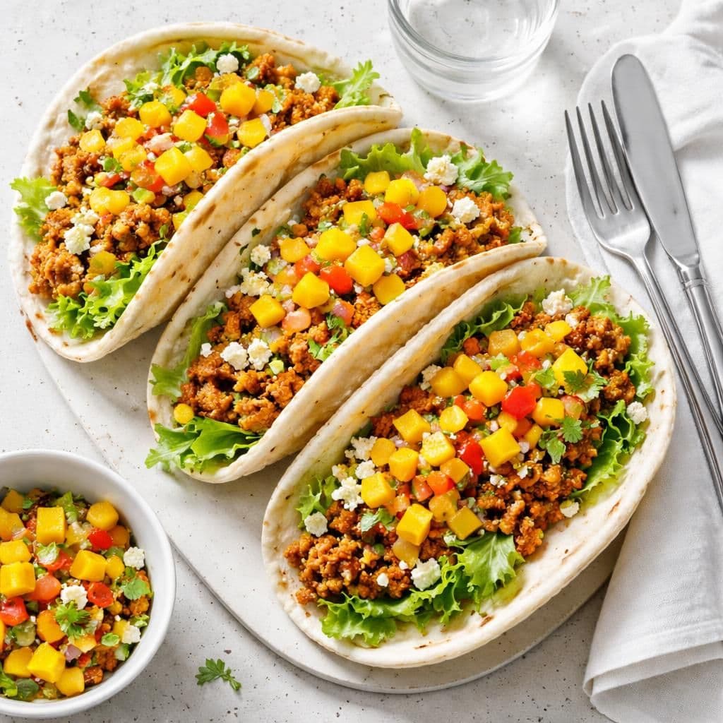 Kyllingkjøttdeig i piadini med salatost og mango – middag fra Coop Extra uke 21