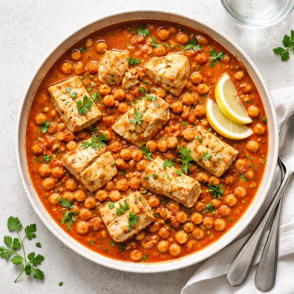 Sei og kikerter i kremet tomatsaus – middag fra Rema 1000 uke 21