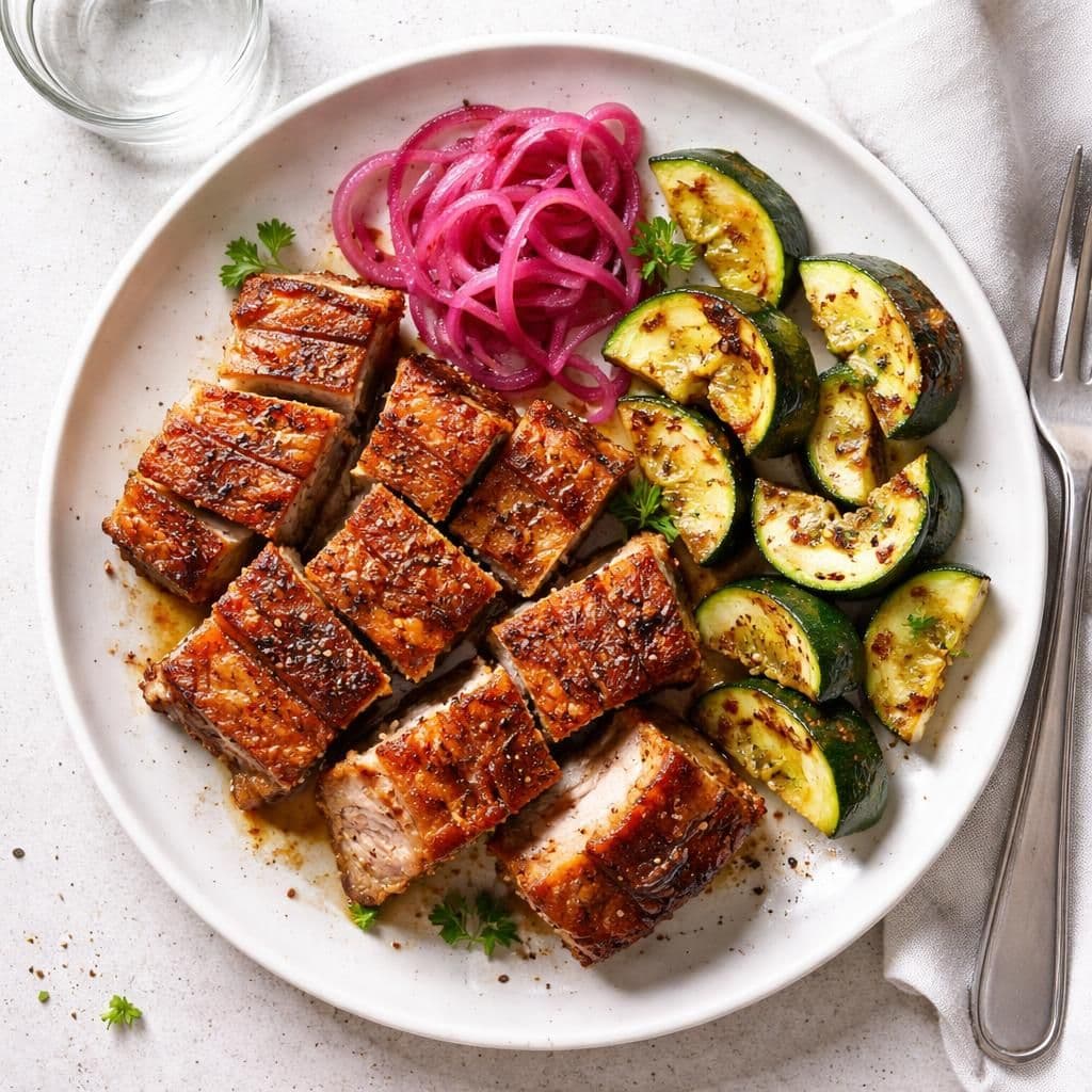 Grillribbe i ovn med squash og syltet rødløk – middag fra Coop Extra uke 21