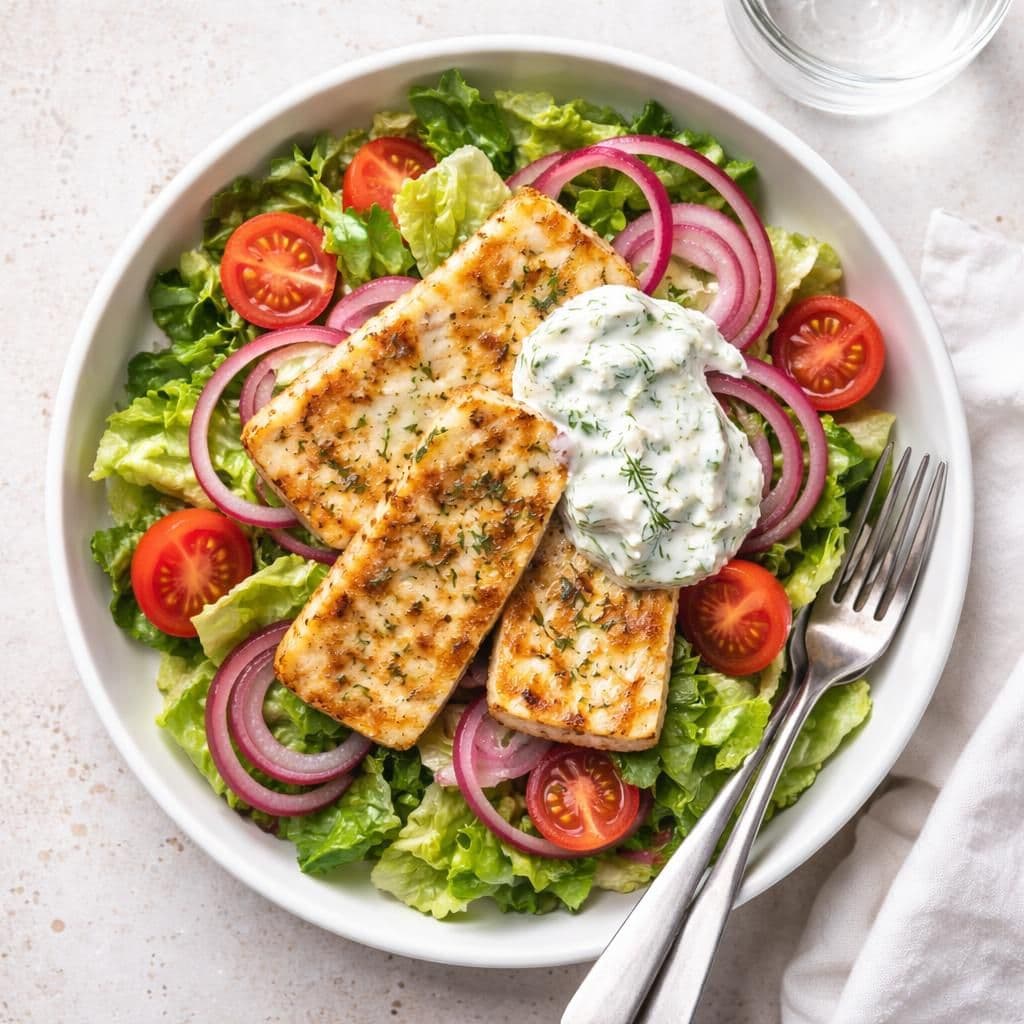 Pannestekt grillost med tzatziki og sommerlig salat – middag fra Rema 1000 uke 21