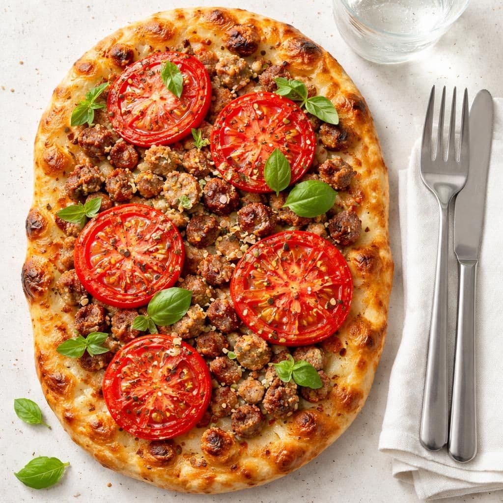 Salsicciadeig med pinsa og bifftomater – middag fra Kiwi uke 22