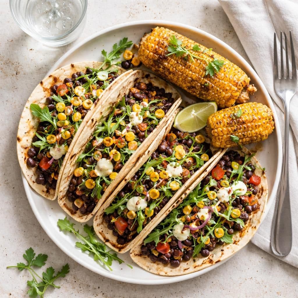 Svarte bønner tacos med maiskolber og ruccula – middag fra Meny uke 22