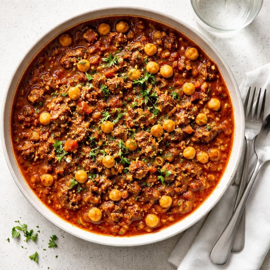 Oksekjøttdeig i krydret tomatsaus med kikerter – middag fra Coop Prix uke 22