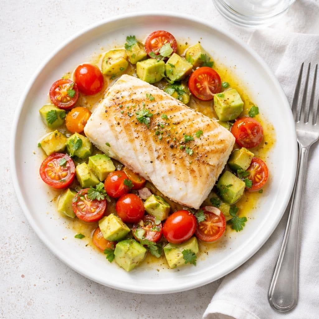 Ovnsbakt torsk med avokado og tomatdressing – middag fra Meny uke 24