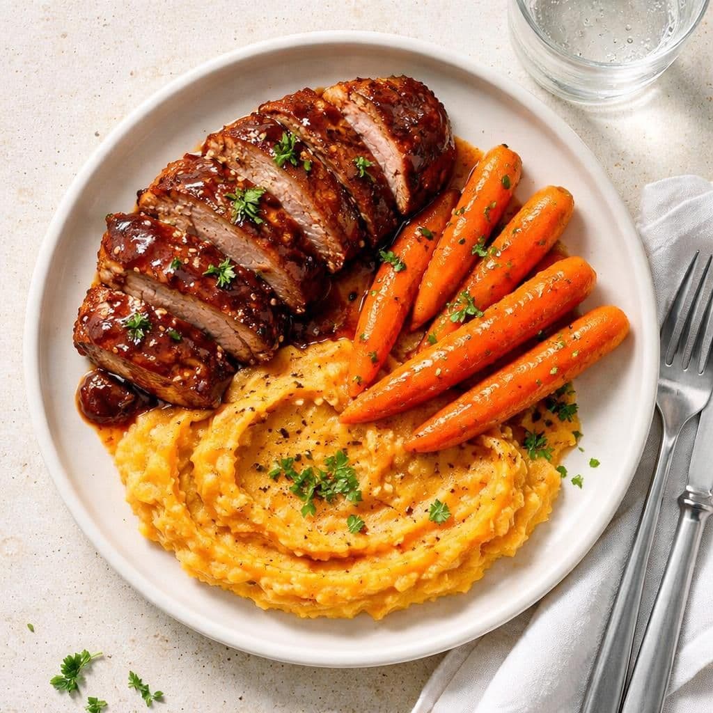 Svin ytrefilet BBQ med søtpotetmos og gulrot – middag fra Bunnpris uke 24