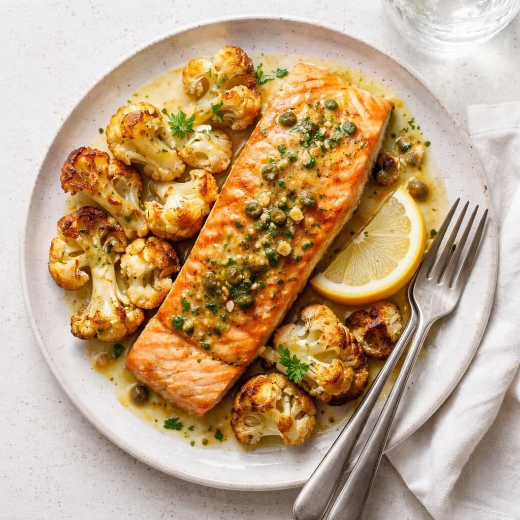 Laksefilet med blomkål og sitronsmør – middag fra Kiwi uke 24