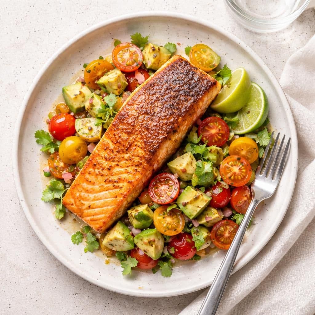 Stekt ørretfilet med avokado og småtomatsalsa – middag fra Rema 1000 uke 24