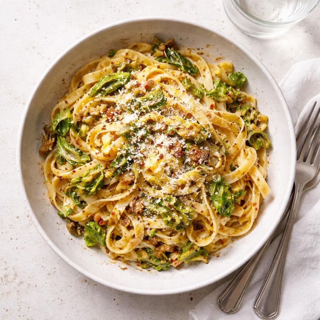 Fettuccine med egg og nykål carbonara-stil – middag fra Coop Prix uke 24