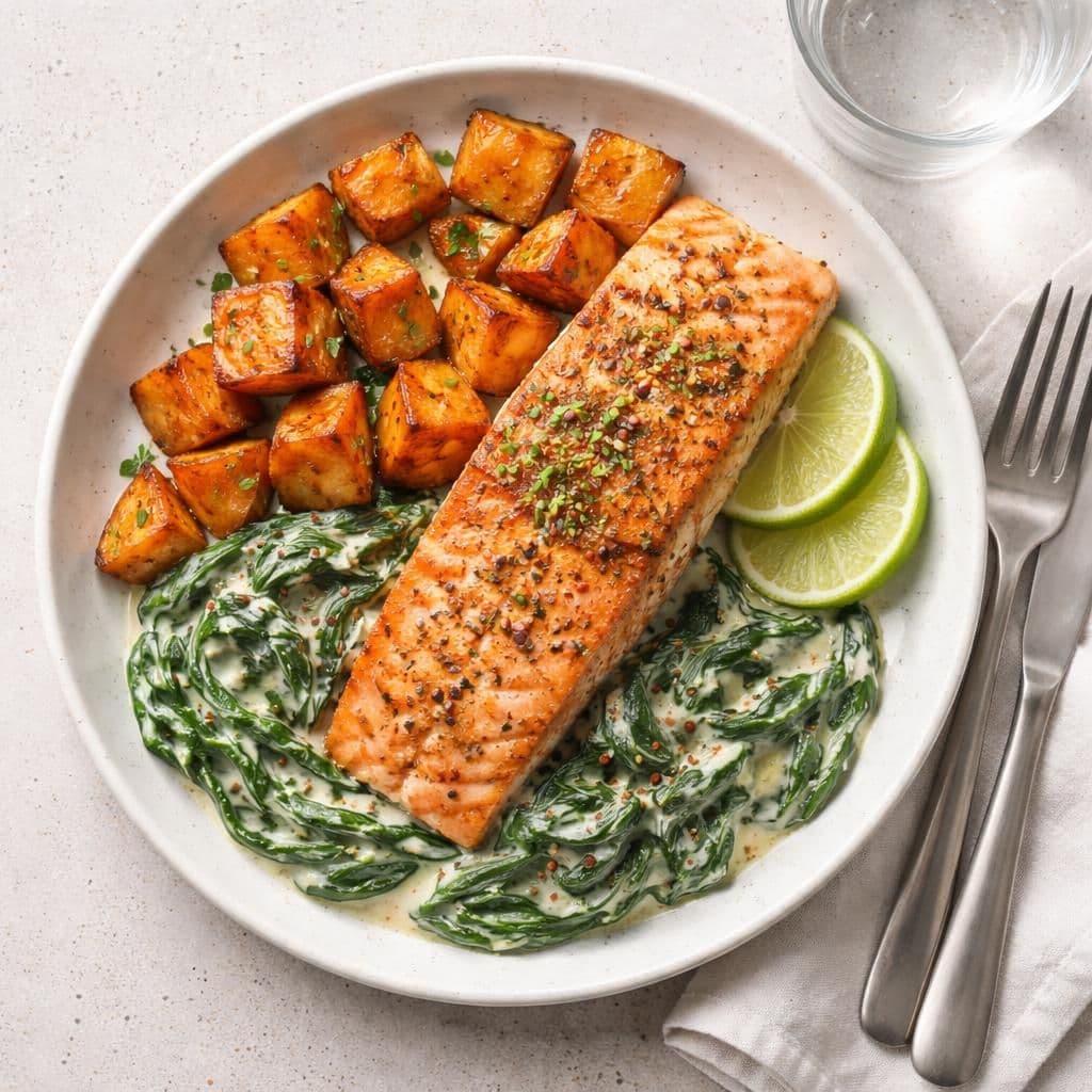 Ovnsbakt laksefilet med søtpotet og spinat – middag fra Rema 1000 uke 24