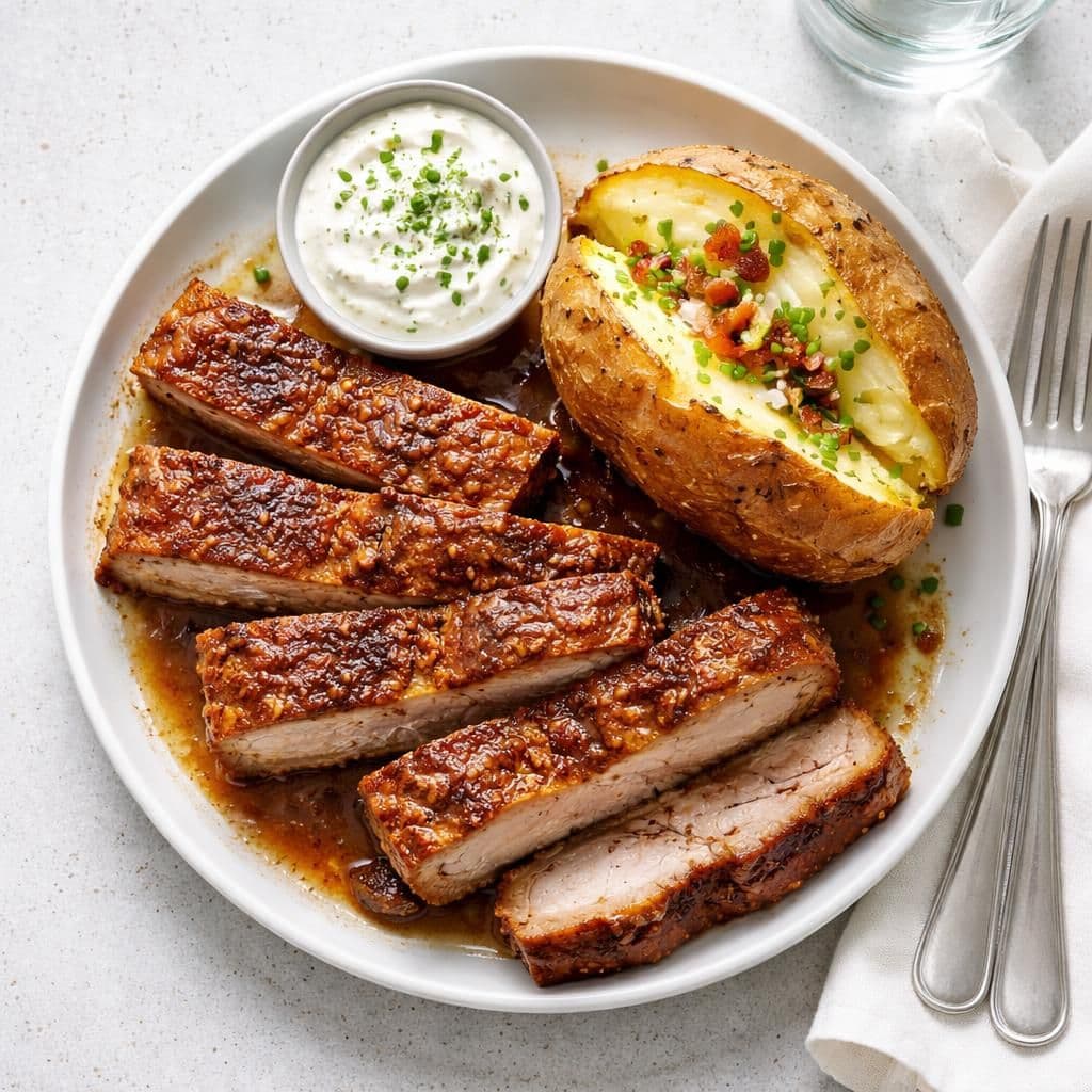 Grillribbe i ovn med bakepotet og lettrømme – middag fra Coop Extra uke 24